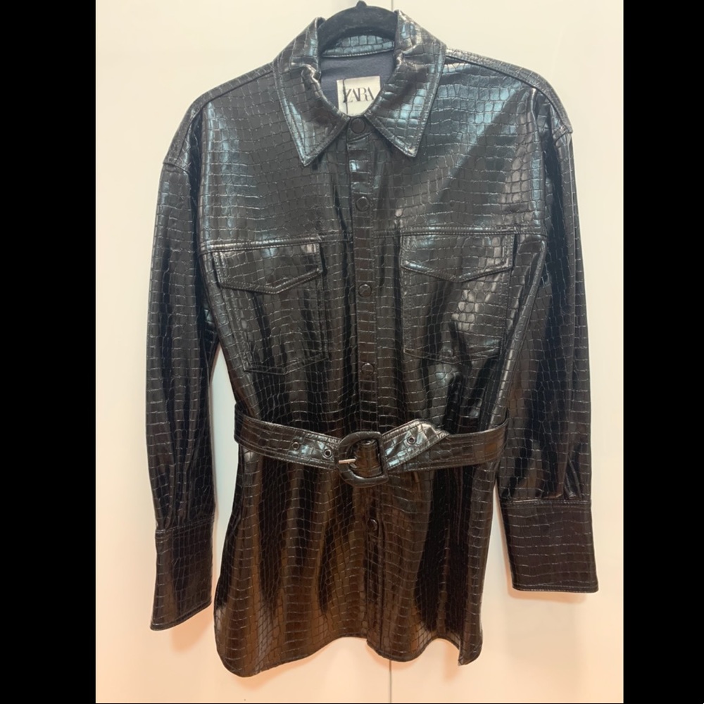 Zara button up pleather top